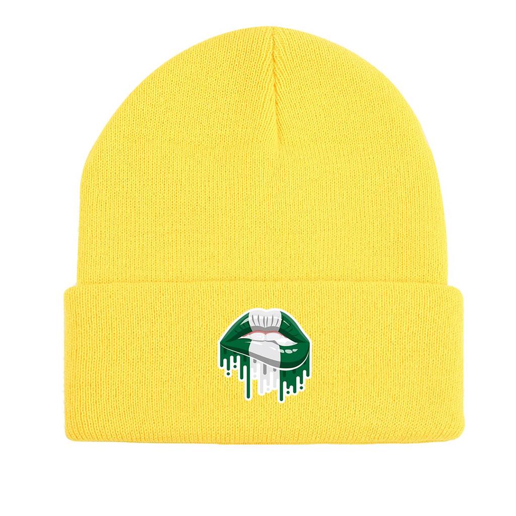 Теплая вязаная шапка с флагом Нигерии, патриотическая женская шапка, объемная теплая повседневная шапка с помпоном, вязаная шапка, шапка