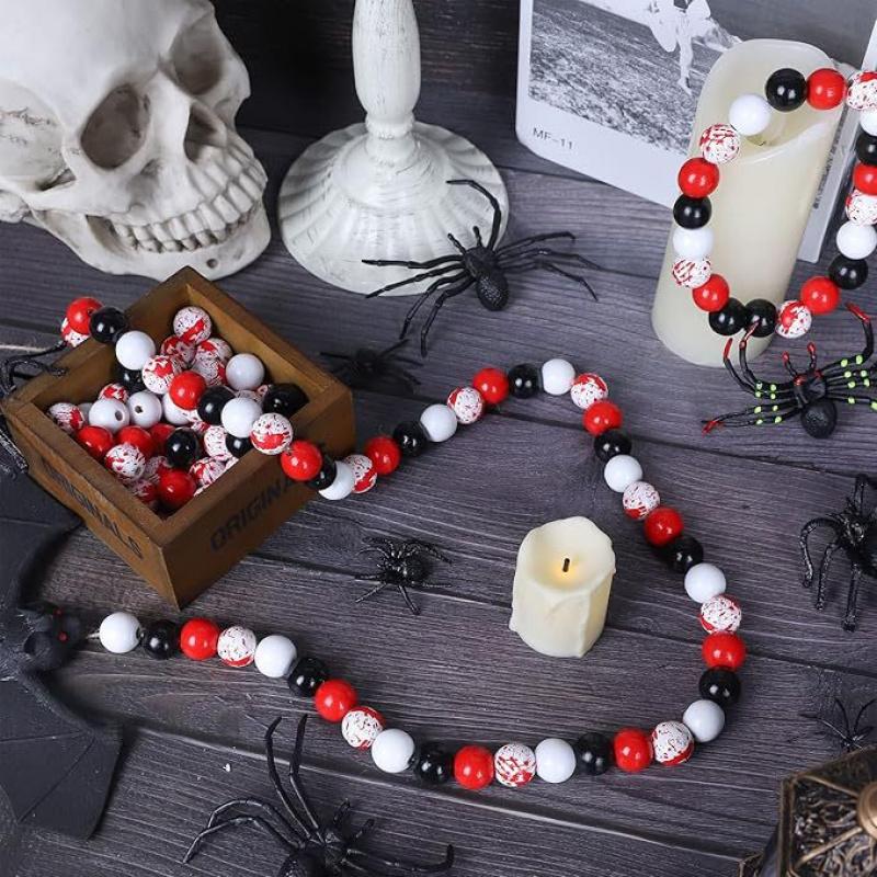 10 шт./лот 16 мм Хэллоуин Натуральные деревянные бусины Круглые Свободные бусины-разделители Для изготовления ювелирных изделий Сделай сам Праздничные декоративные принадлежности