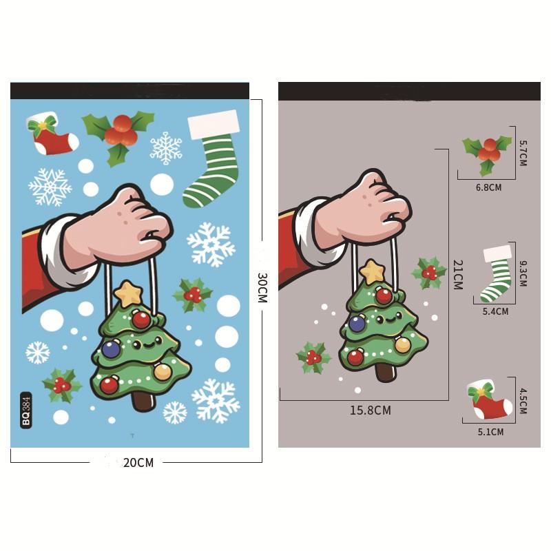 Праздничные рождественские наклейки на окна с мультяшным лосем, Санта-Клаусом и снеговиком