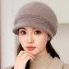 Knitted Wool Hat Women's Autumn and Winter Warm Cold Thickened Ear Hat Winter Cycling Fleece Thickened Warm Wool Hat Ear Protector Knitted Hat