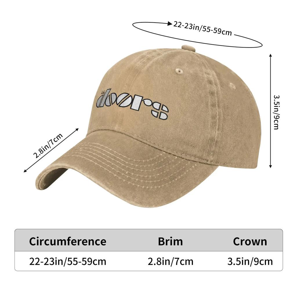 The Doors Band Logo Unisex Baseball Caps Jim Morrisons Distressed Washed Hats Cap Classic Adjustable Fit Snapback Hat