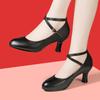 5.5см 6см Элегантные Удобные Ботильоны на Среднем Блочном Каблуке Женские Весна 2025 Обувь из Мягкой Кожи для Офиса Танцев Работы
