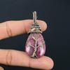 Thulite Gemstone Handmade Pure Copper Wire Wrap Jewelry Pendant For Women