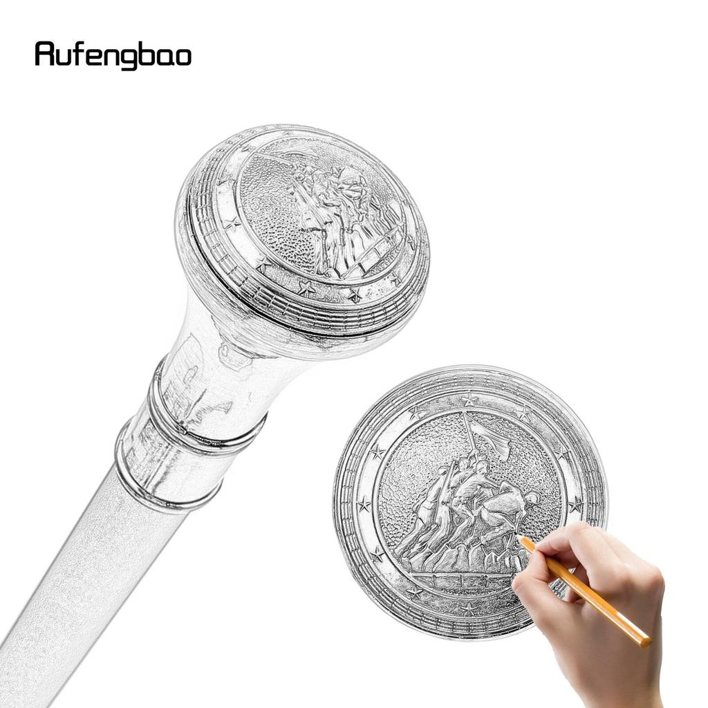 Russia Style Hoise A Flag Totem Relief Walking Cane Fashion Walking Stick Gentleman Luxury Crosier Knob Walking Stick 93cm