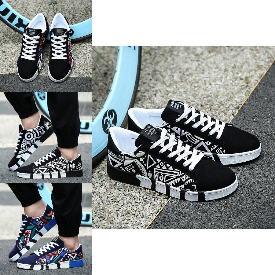 Men Spring Casual Flat Colorful Cool Graphic Low Top Canvas Sneakers Shoes Lightweight And Comfortable Fit
