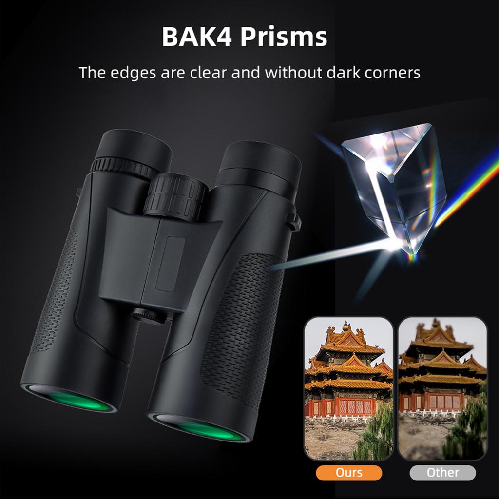 12X42 Binoculars Telescope for Adults FMC Optical Lens BAK4 Prisms Daily Life Water Resistant with Carrying Bag for
