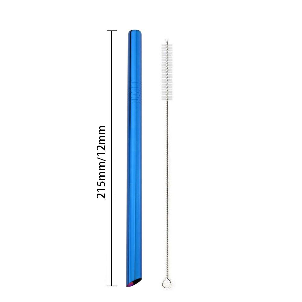 Straight Straw with Brush Tubes Reusable Metal Straw 304 Stainless Steel Drinking Straws Large 12mm Bubble Tea Milkshake Straw