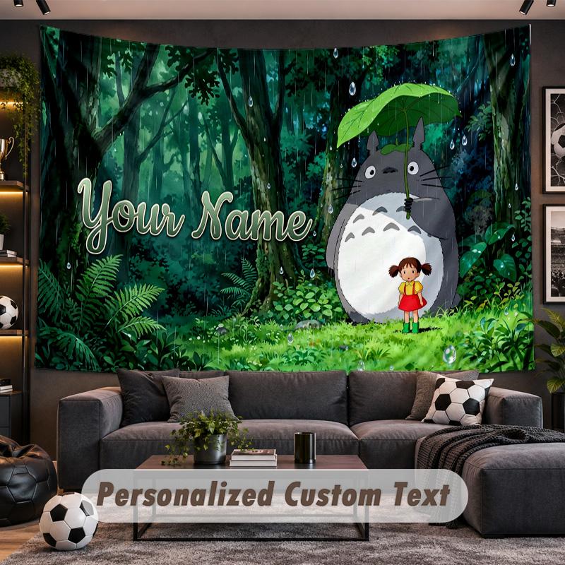 My Neighbor Totoro Personalized Tapestry Support Custom Name, Wall Art Home Decoration