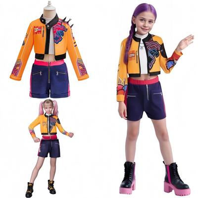 Девочки K-POP Вечеринка Ролевая Игра Нарядная Куртка Жилет Шорты Комплект Детский Руми Косплей Костюм Детский Сценический Выступление Охотники Хэллоуин Наряд