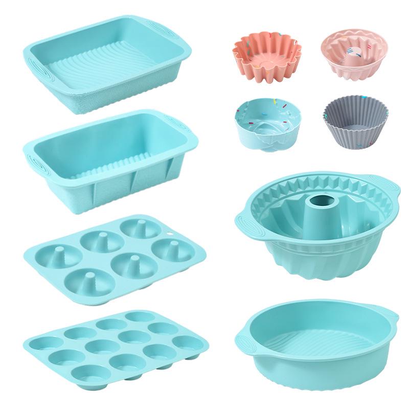 High-Temperature Silicone Baking Set: Square Cake Mold, Toast Tray, Muffin Cup