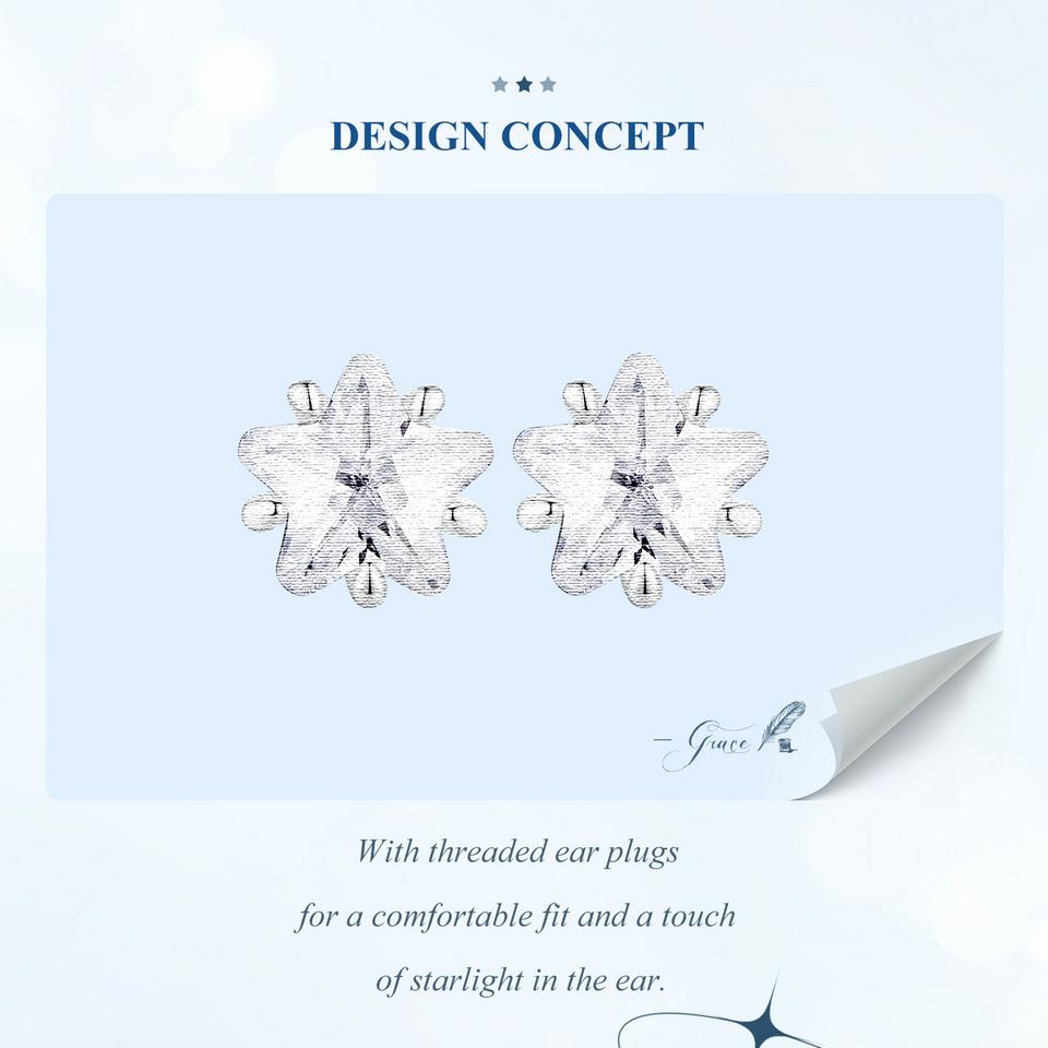 BAMOER, серьги-гвоздики из стерлингового серебра 925 пробы с кристаллами и звездами, серьги-гвоздики с кубическим цирконием для женщин, романтические изящные ювелирные изделия, подарок