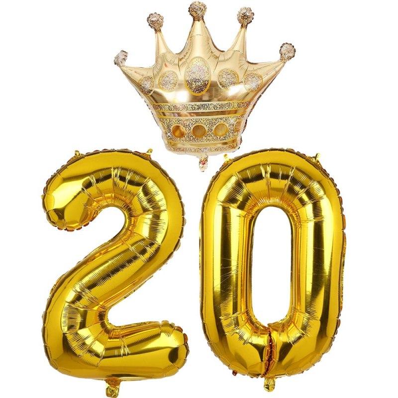 10, 18, 20, 30, 40, от 50 до 90 лет, детский, взрослый, день рождения, вечеринка, набор воздушных шаров с золотой короной и номером
