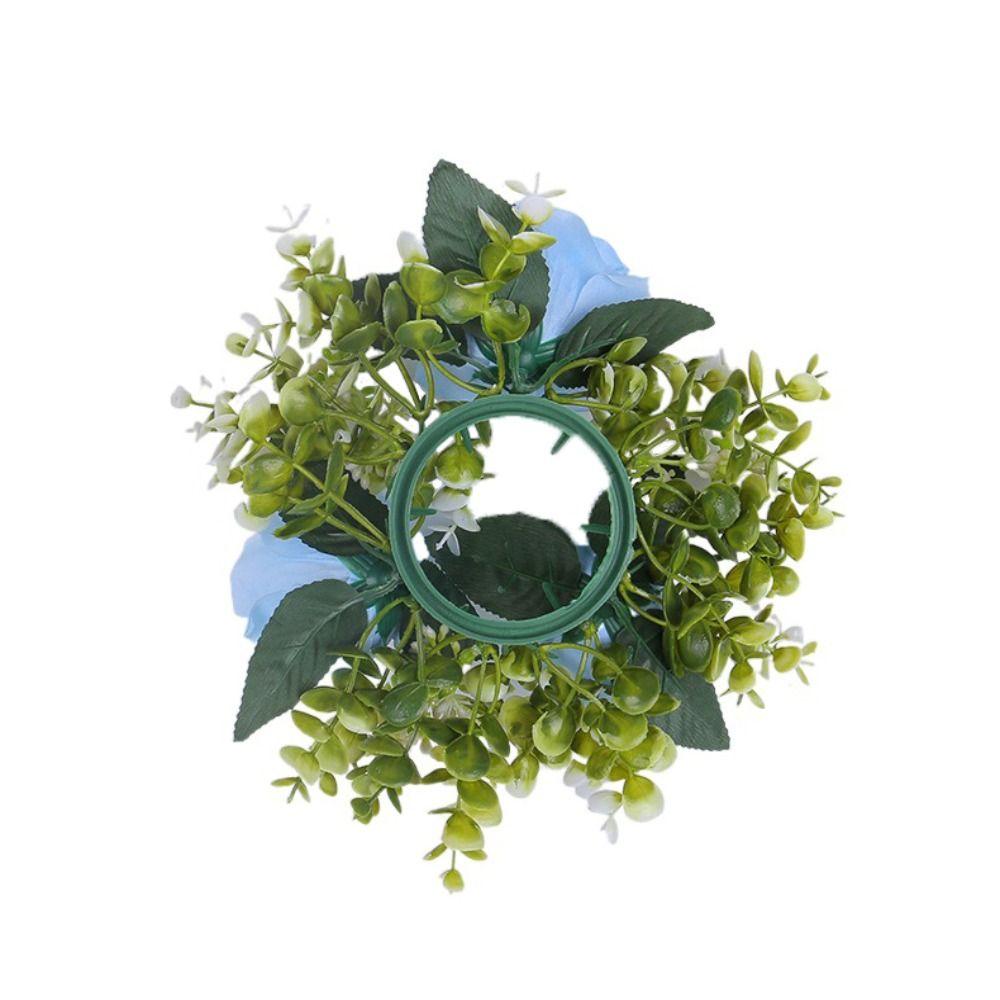 Flower Artificial Rose Candle Wreath 23CM Candlestick Wreath Candle Rings  Wedding Decor