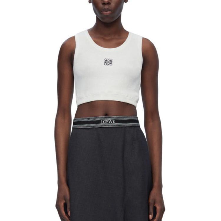 LOEWE Cropped Anagram Tank Top 'White/Navy Blue' Women's S359Y23X85-2100