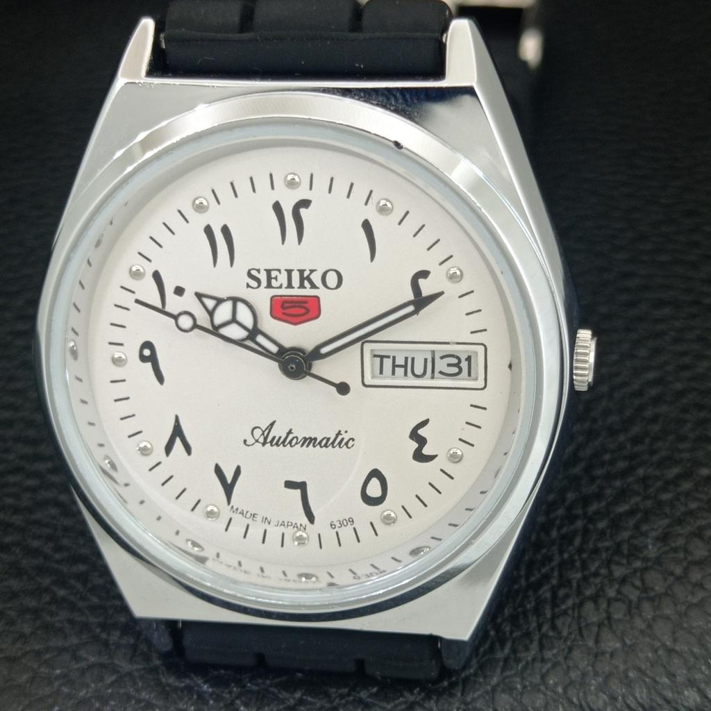 ЯПОНСКИЕ ВИНТАЖНЫЕ ОТРЕМОНТИРОВАННЫЕ МУЖСКИЕ АВТОМАТИЧЕСКИЕ ЧАСЫ SEIKO 5 6309A БЕЛЫЕ a442589-1