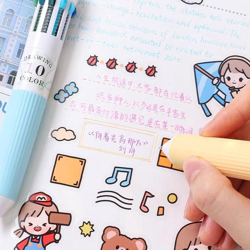 1Set 60 Color Cartoon Ballpoint Pens Soft Grip Press Multicolor Writing Pen For Drawing Writing Office School Supplie Stationery