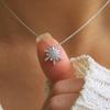 Shinning Snowflake Pendant Necklace Graceful Lady Engagement Accessories with Brilliant Zirconia Delicate Daily Jewelry