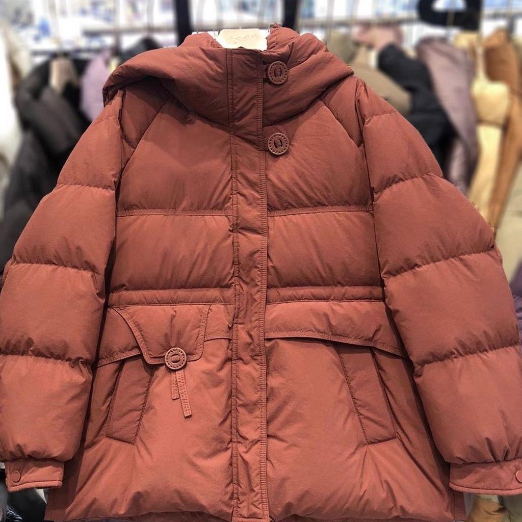 Женский пуховик средней длины в корейском стиле с капюшоном - Приталенный, Теплая зимняя верхняя одежда для поездок на работу