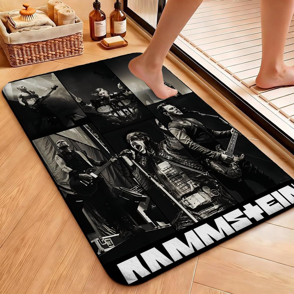 Rammstein Fiery Industrial Metal Band Theme Rug Soundproof Shockabsorbing Carpet For Bathroom Kitchen Home Party Decor Valentine'S Day Gift