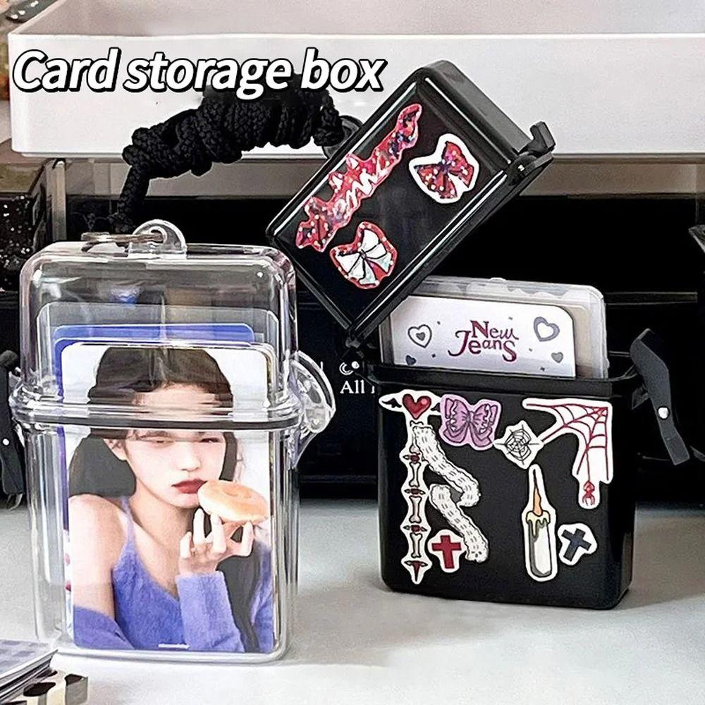 Photo Organizer Photocards Storage Box With Rope Album Case Container Idol Photo Holder Stationery