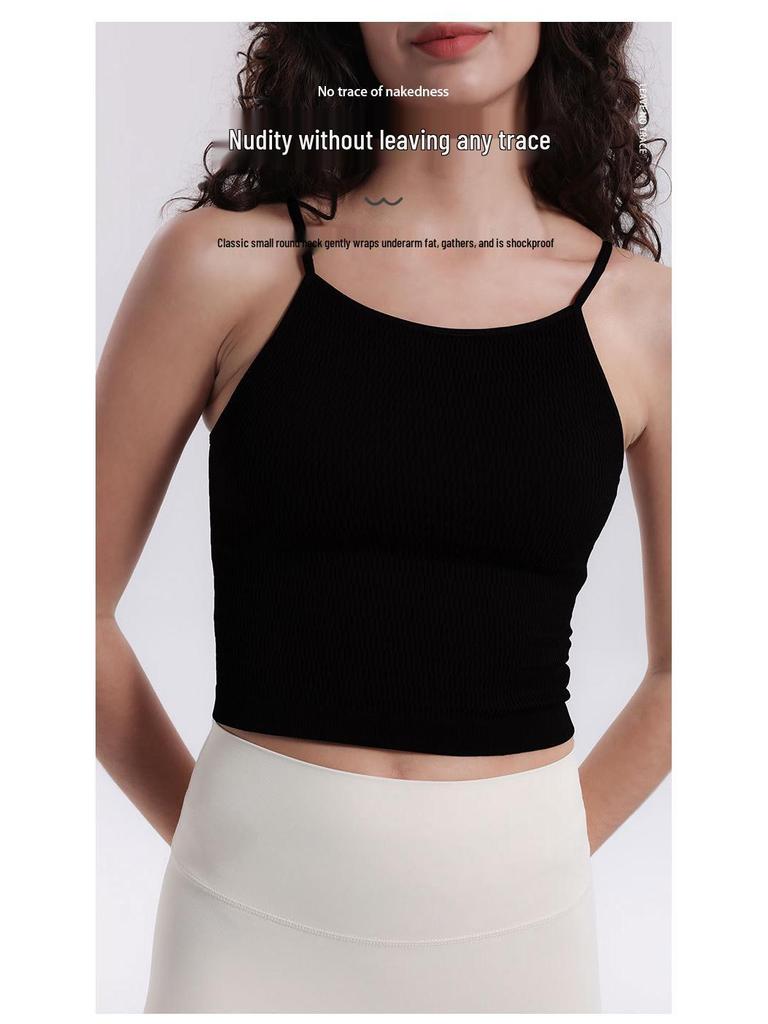 Йога Слитный Ударопрочный Топ-майка Спортивный бюстгальтер с нагрудными вкладышами и красивым дизайном спины для женщин