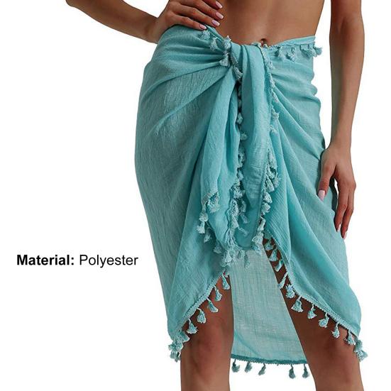 Bikini Cover Up Leopard Tassels Ladies Semi-Sheer Vintage Cover Up Skirt for Vacation