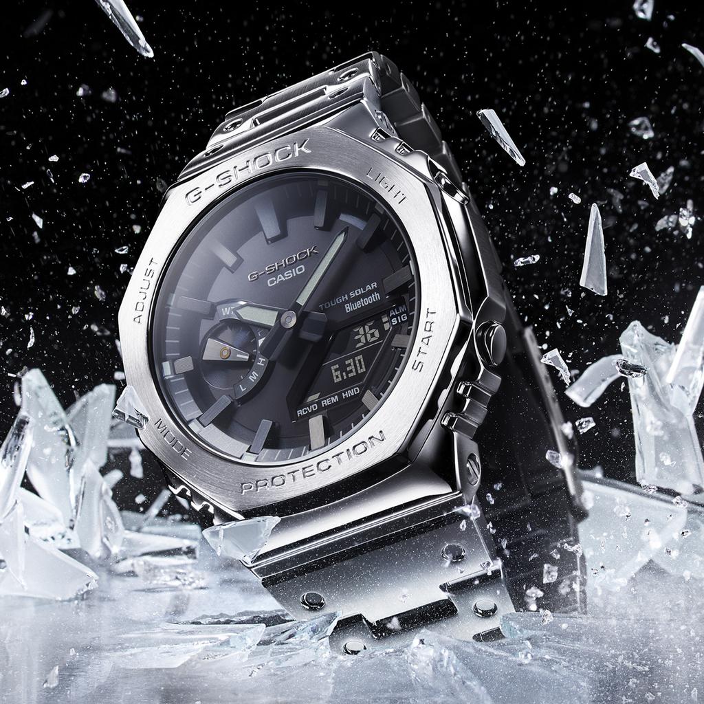 Casio Мужские часы G-SHOCK из нержавеющей стали, водонепроницаемость 200 м, ударопрочность, кварцевый механизм, GM-B2100D-1A