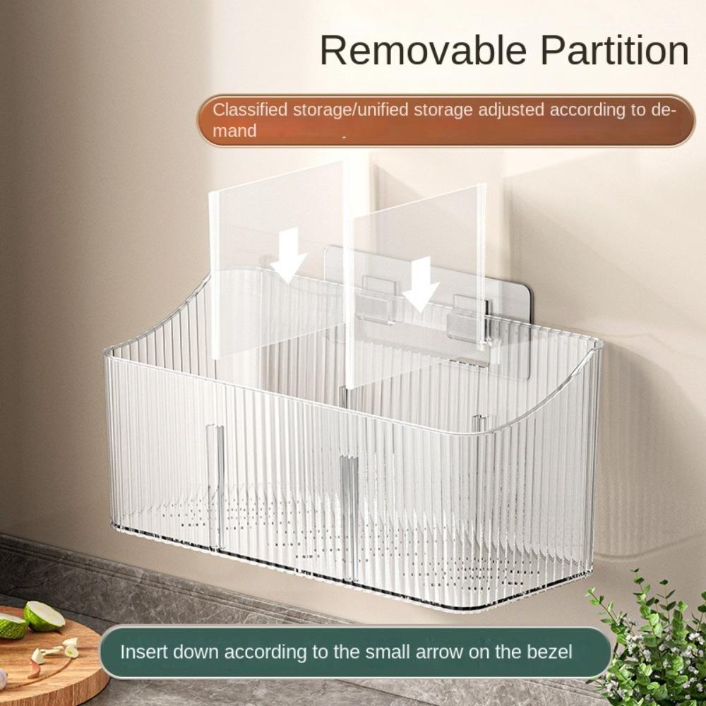 Transparent Kitchen Storage Basket No Punching Spices Container  Kitchen Supplies