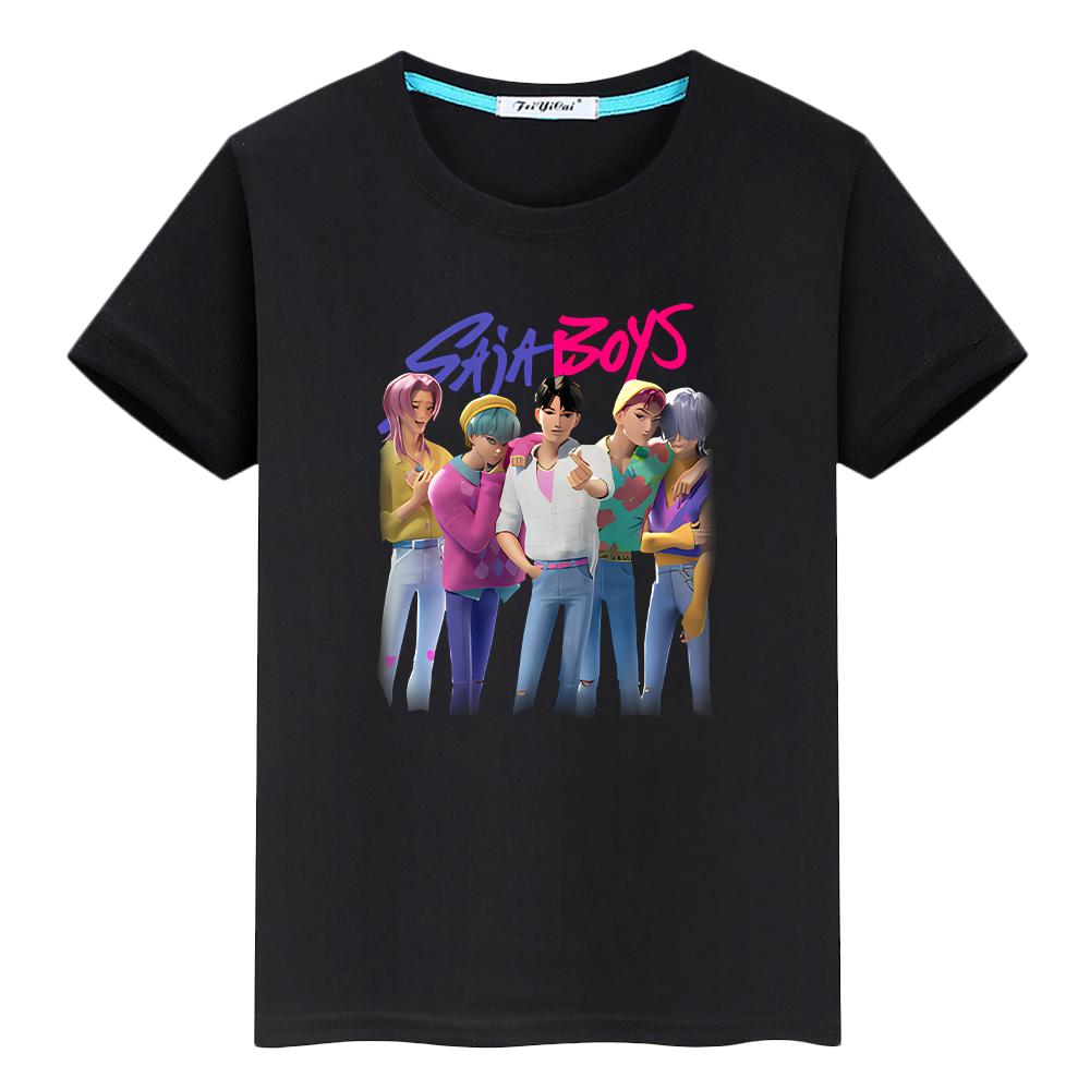 Saja Мальчики Принт 100%Хлопок футболка для детей мальчик 10лет аниме Короткий kpop охотники на демонов Кавайные футболки Милые топы y2k одежда для девочек