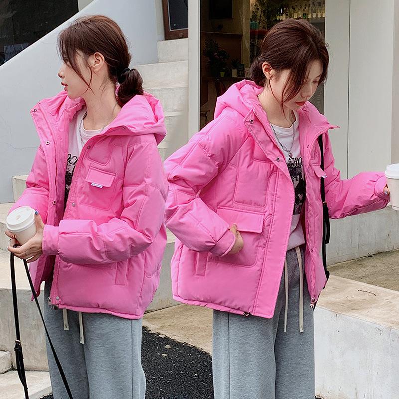 2025 Осень/Зима Новая Хлебная Хлопковая Куртка Утолщенная Свободная Модная Рабочая Куртка с Капюшоном Короткая Хлопковая Куртка