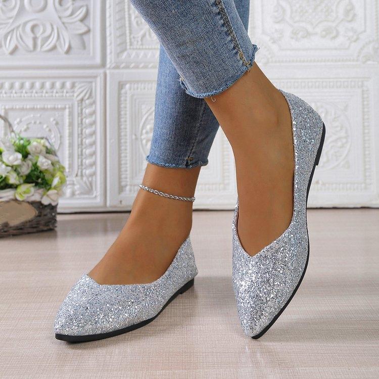 Женские блестящие балетки с пайетками для вечеринок, свадеб, повседневной носки