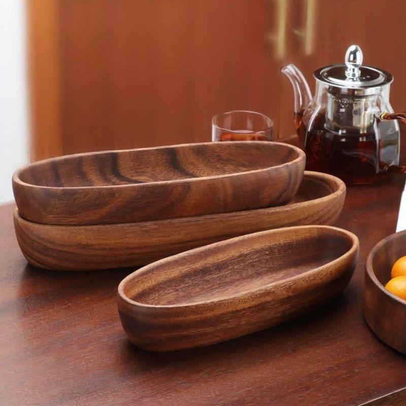 Креативные деревянные миски Чаша в форме лодки из цельного дерева Десертные тарелки Фруктовая тарелка для суши Поднос для столовой посуды из дерева