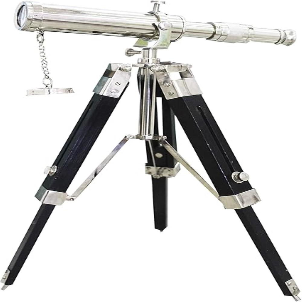 Морской латунный телескоп с деревянным штативом – 45 см, отделка под античную латунь