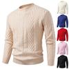 Мужской однотонный пуловер с кабельным узором, приталенный, теплый вязаный пуловер