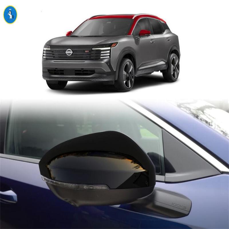 Shiny / Carbon Fiber Look / Black Style Side Door Rearview Mirror Cover Trim For Nissan Kicks 2025 2026 Car ABS Accessories