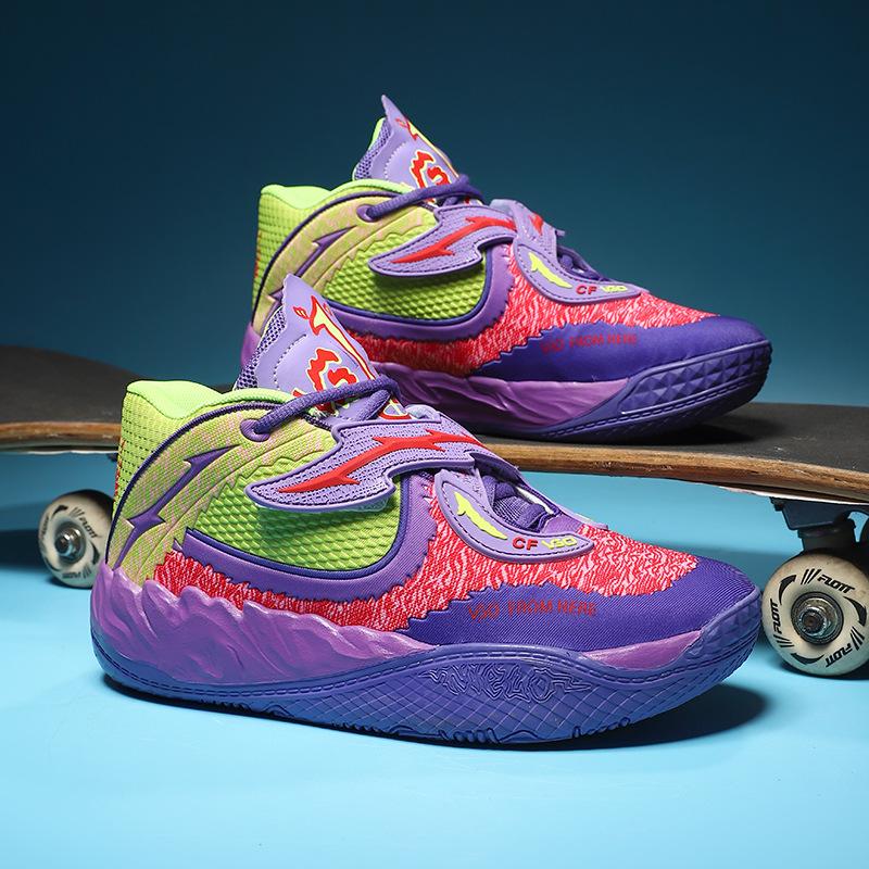 Баскетбольные кроссовки для мужчин и женщин, парные, мандаринки, двухцветная сетка средней высоты для помощи ученикам начальной школы, и пара модных спортивных кроссовок