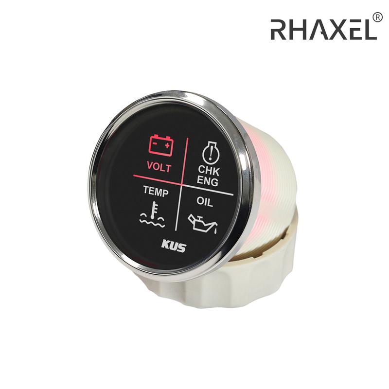 KUS 4 LED Alarm Gauge Meter Volt Water Temp Oil Pressure CHK ENG 2"(52mm) 9-32V with Backlight