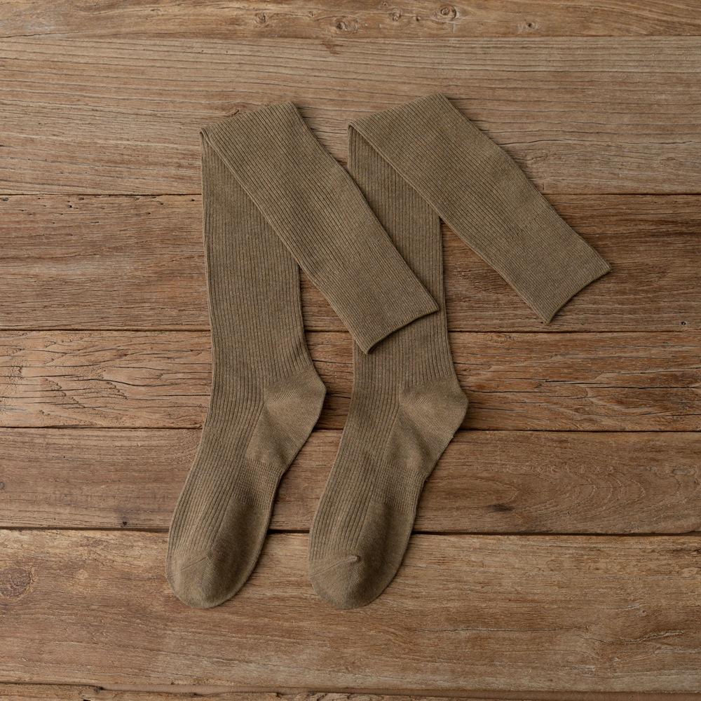 Женские чулки в японском стиле, длинные носки для школьниц в студенческом стиле, хлопковые вязаные однотонные чулки до бедра