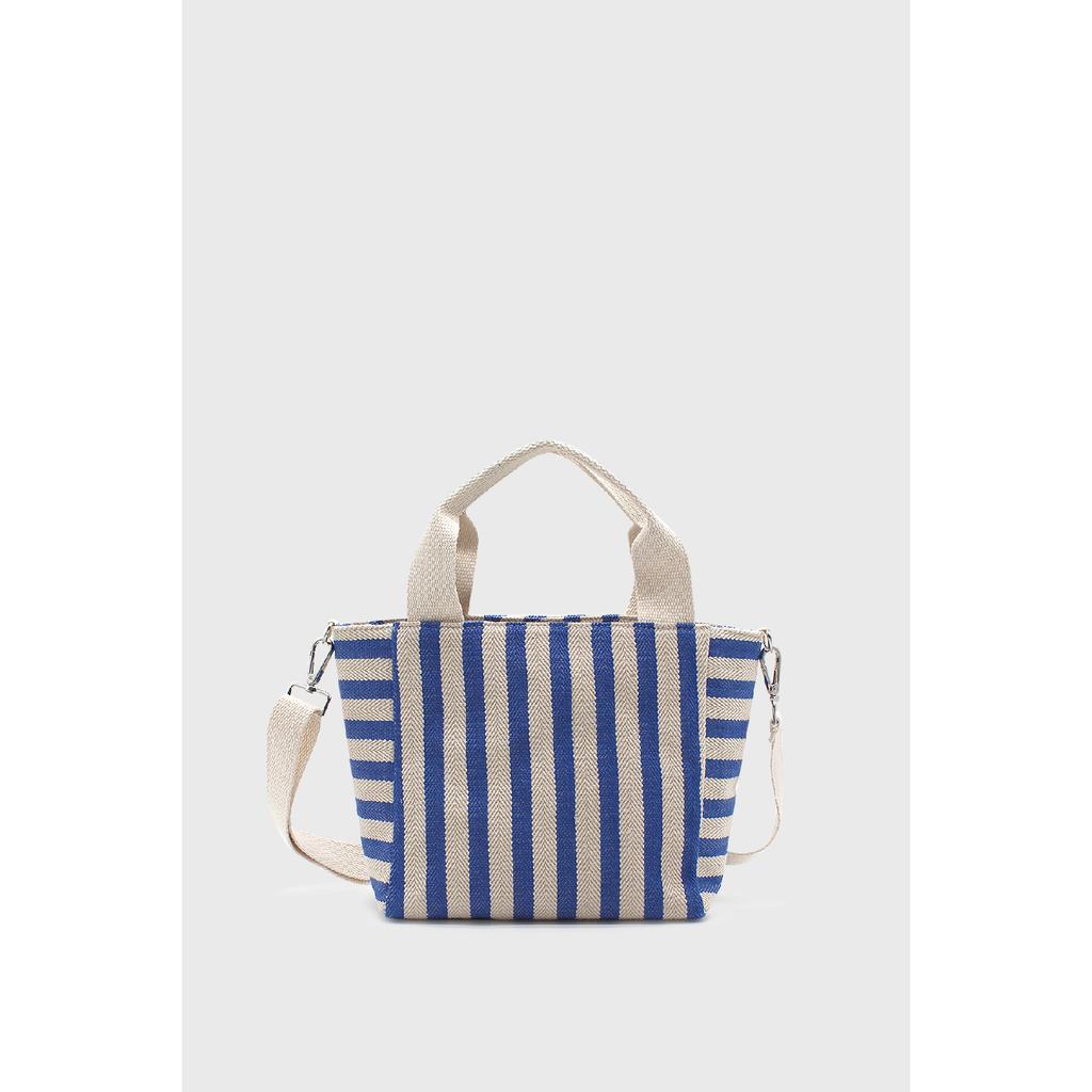 Women's Striped Mini Linen Tote Bag