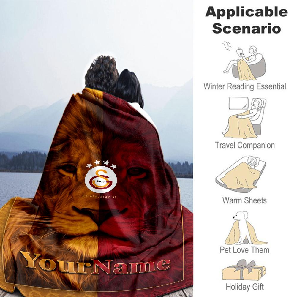 Galatasaray Customize Text Blanket Lightweight Customizable Blanket Soft Warm Cozy Throw For Living Room Picnics Seaside Office Chair For All Occasion