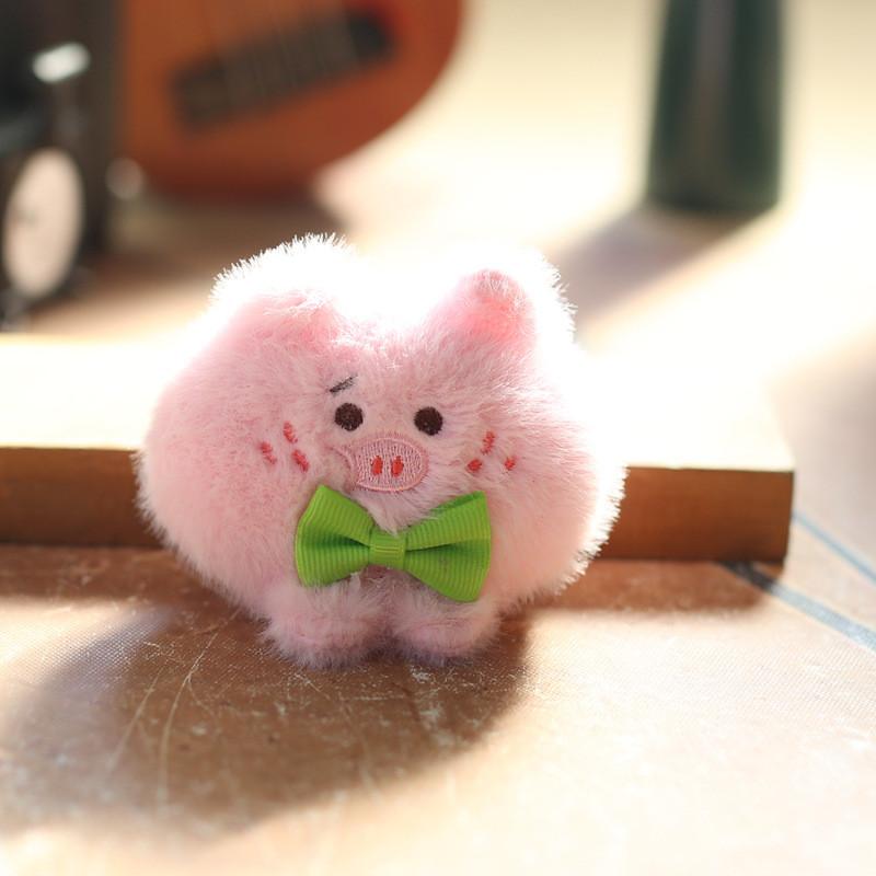 Adorable Cute Pig Plush Toy Keychain With Bow Tie Soft And Cuddly Design