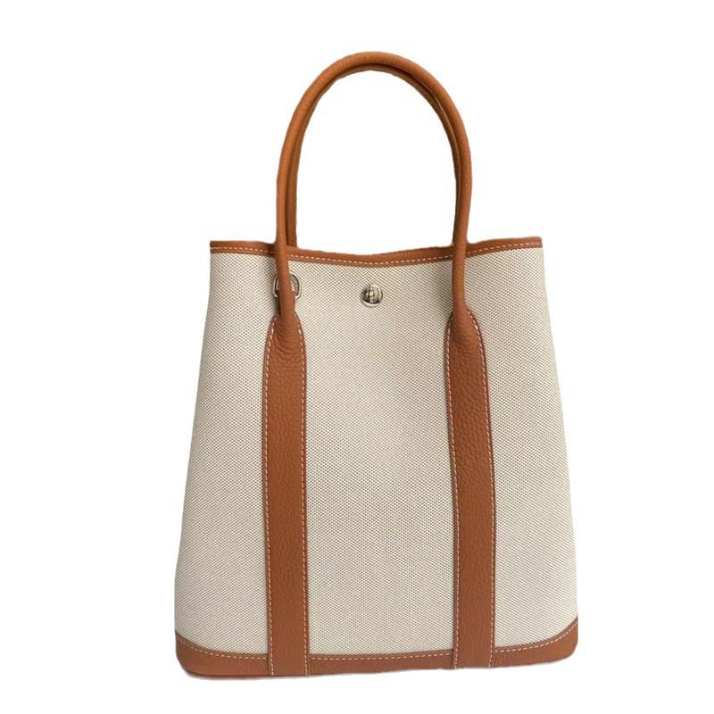 2024 Вертикальная садовая сумка из коровьей кожи и холста: Ручная, наплечная, через плечо, для поездок на работу, большой емкости