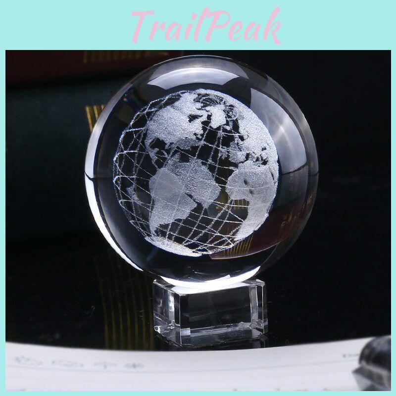 Classic Design 60mm 3d Crystal Ball Glass Laser Engraved Miniature Earth Sphere Gift