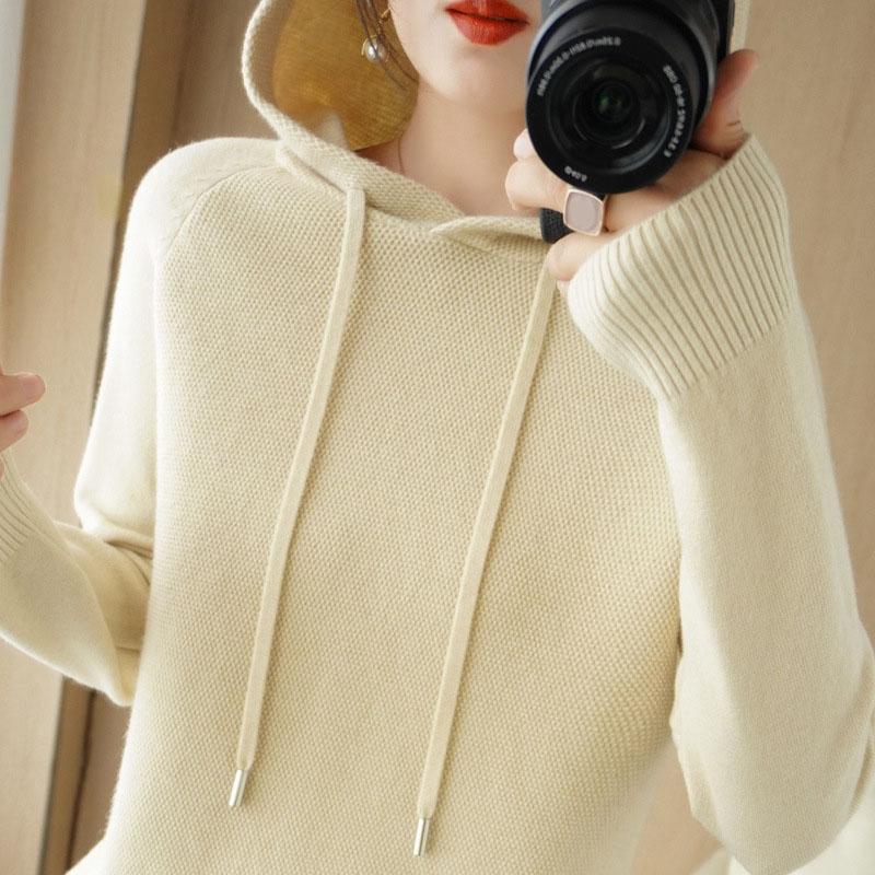 Autumn Winter Women's Hooded Sweater Long Sleeve Warm Casual Pullovers Tops Hoodie