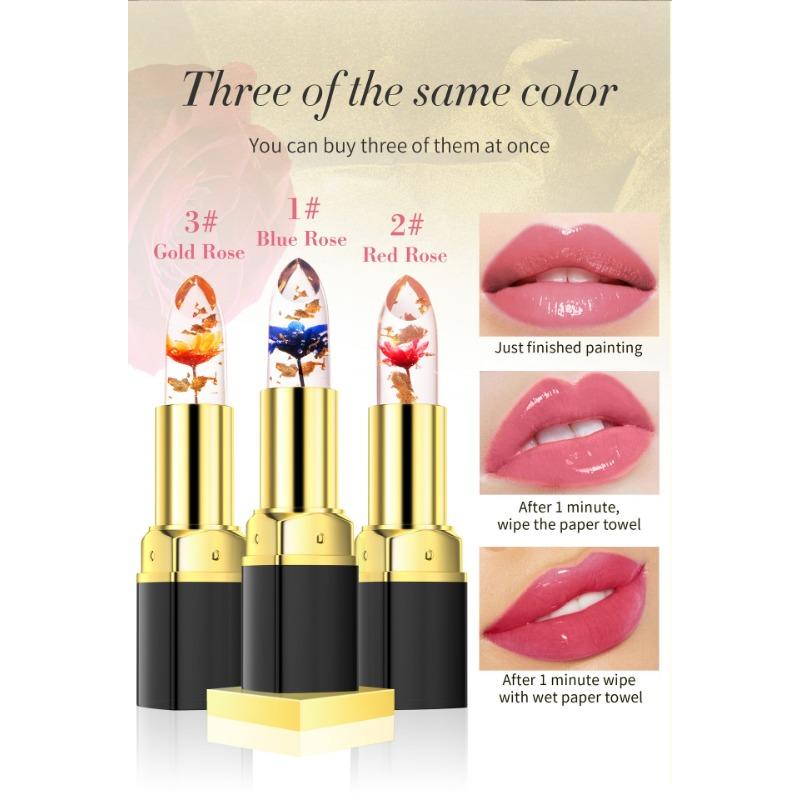 Помада-цветок прозрачная желеобразная меняющая цвет помада с золотой фольгой теплая меняющая цвет помада нелипкая чашка нескатывающийся блеск для губ