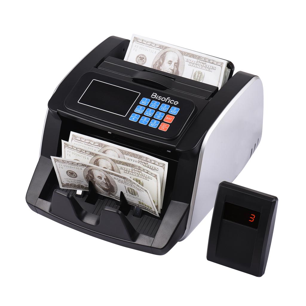 Bisofice Money Counter Machine Counterfeit Bill Detector Automatic Money Detection Top Loading Bill