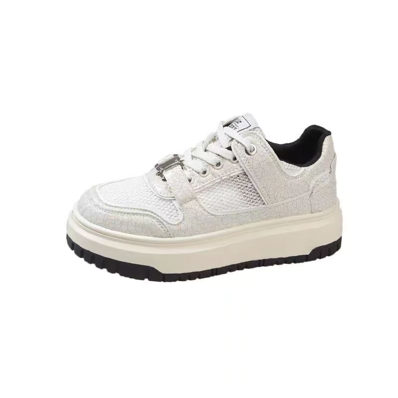 2024 новые повседневные туфли на толстой подошве, сетчатый узор «взрыв», нишевая толстая подошва, модные белые туфли, женские спортивные туфли для увеличения роста