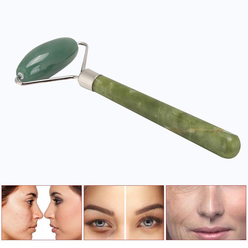 Массажер для лица Jadestone Roller, подтяжка кожи, лифтинг, против морщин, массажный инструмент для лица(Розовый КварцЯшма Одиночная Голова )
