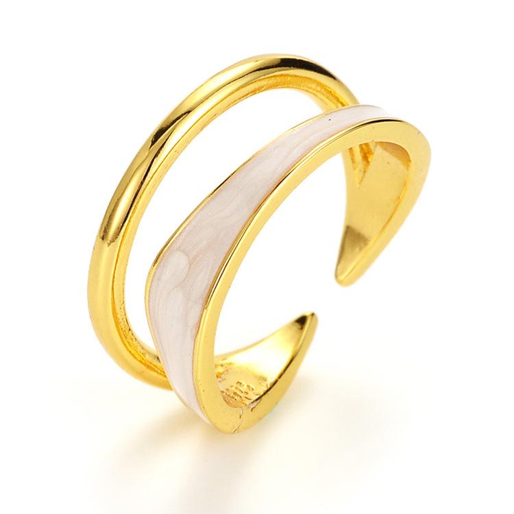 Кольцо с медным покрытием 14K Drop Glaze, регулируемое открывающееся кольцо, кольцо на указательный палец, высококачественные универсальные украшения в стиле темперамент