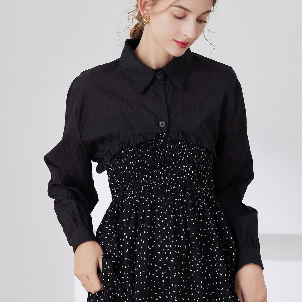 Женская блузка с длинным рукавом и ложным воротником, женская блузка с отворотом и пуговицами, рубашка со съемным воротником, осенний свитер с ложным воротником